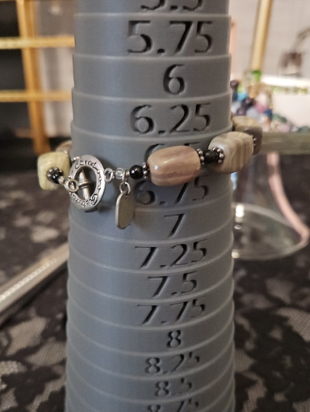 Brown Stone Bead Toggle Bracelet